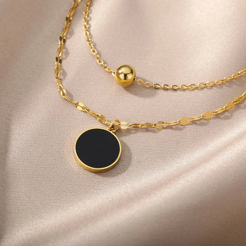 316L Stainless Steel Multilayer Heart Necklace For Women Girls Goth Gold Color Clavicle Chain Charm Choker Jewelry Birthday Gift