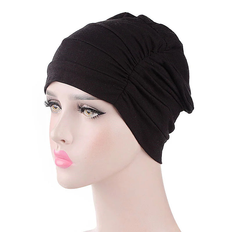 New Womens Soft Muslim Comfy Chemo Cap Sleep Turban Hat Liner for Cancer Hair Loss Cotton Headwear Head wrap Hair accessories