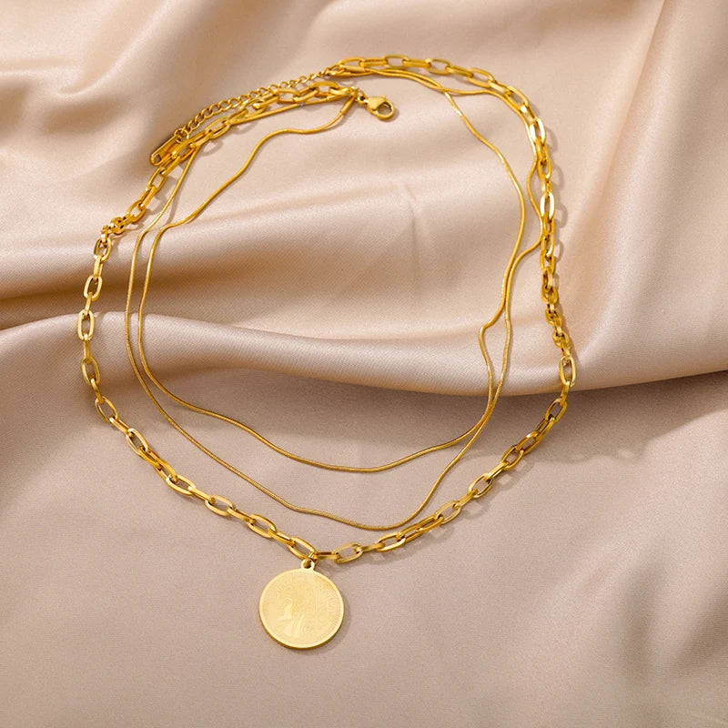 316L Stainless Steel Multilayer Heart Necklace For Women Girls Goth Gold Color Clavicle Chain Charm Choker Jewelry Birthday Gift