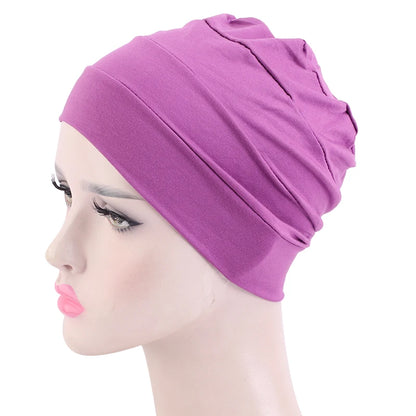 New Womens Soft Muslim Comfy Chemo Cap Sleep Turban Hat Liner for Cancer Hair Loss Cotton Headwear Head wrap Hair accessories