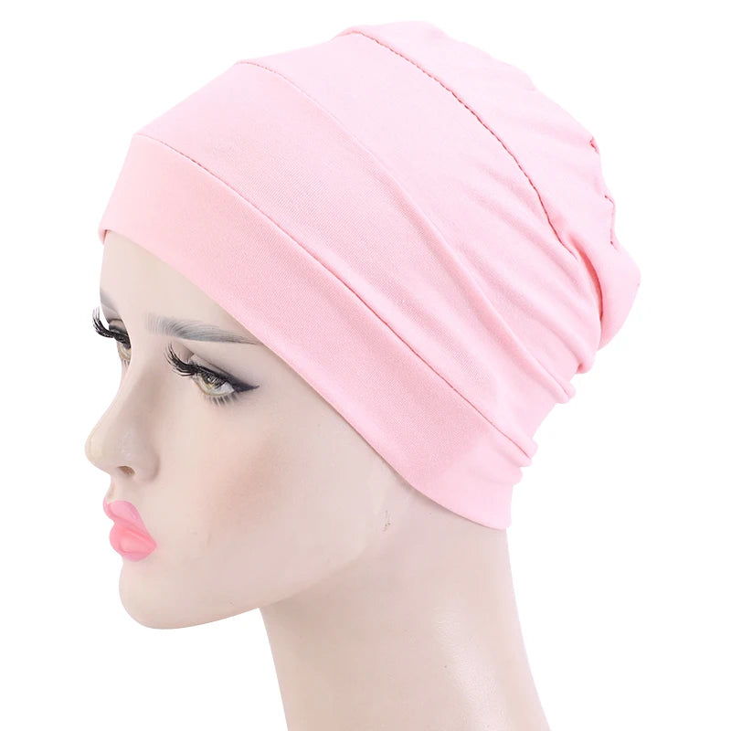 New Womens Soft Muslim Comfy Chemo Cap Sleep Turban Hat Liner for Cancer Hair Loss Cotton Headwear Head wrap Hair accessories