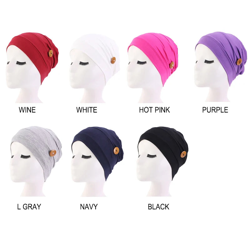 New Womens Soft Muslim Comfy Chemo Cap Sleep Turban Hat Liner for Cancer Hair Loss Cotton Headwear Head wrap Hair accessories