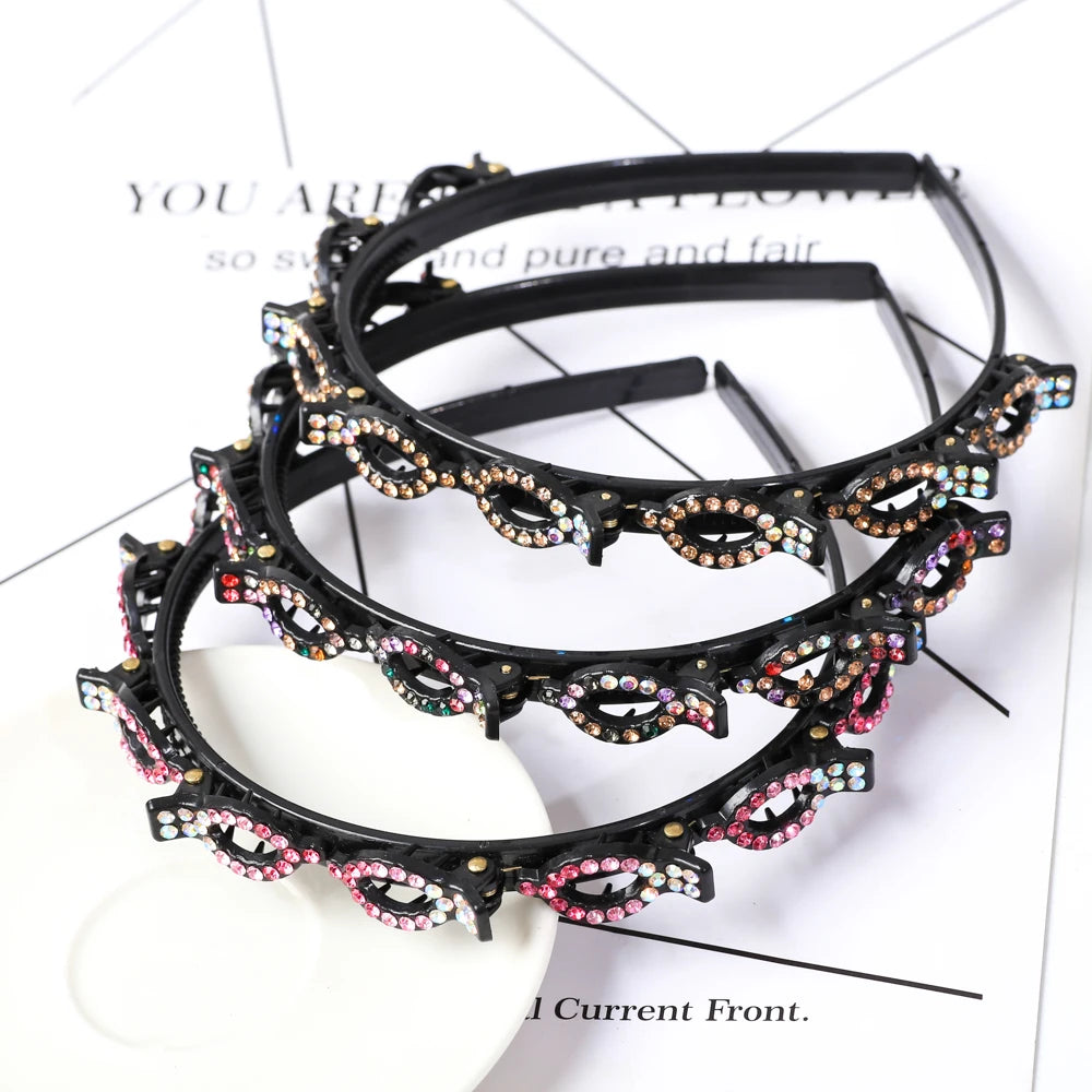 Double Layer Bands Clip Hairbands Fashion Plastic Braided Headband Punk New Knitting Womens Headwear Hair Accessories Pearl