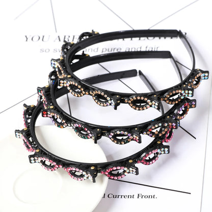 Double Layer Bands Clip Hairbands Fashion Plastic Braided Headband Punk New Knitting Womens Headwear Hair Accessories Pearl