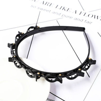 Double Layer Bands Clip Hairbands Fashion Plastic Braided Headband Punk New Knitting Womens Headwear Hair Accessories Pearl