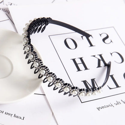 Double Layer Bands Clip Hairbands Fashion Plastic Braided Headband Punk New Knitting Womens Headwear Hair Accessories Pearl