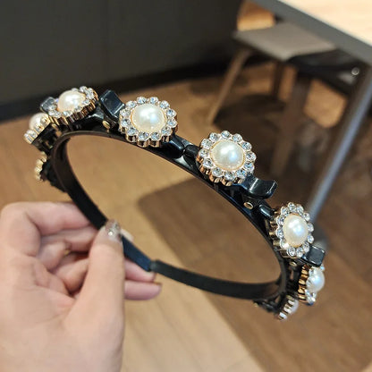 Double Layer Bands Clip Hairbands Fashion Plastic Braided Headband Punk New Knitting Womens Headwear Hair Accessories Pearl