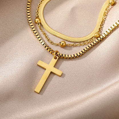 316L Stainless Steel Multilayer Heart Necklace For Women Girls Goth Gold Color Clavicle Chain Charm Choker Jewelry Birthday Gift