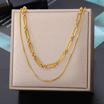 316L Stainless Steel Multilayer Heart Necklace For Women Girls Goth Gold Color Clavicle Chain Charm Choker Jewelry Birthday Gift