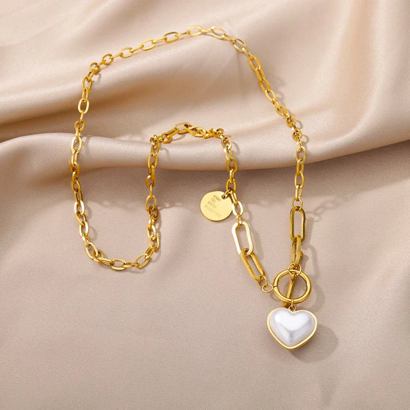 316L Stainless Steel Multilayer Heart Necklace For Women Girls Goth Gold Color Clavicle Chain Charm Choker Jewelry Birthday Gift
