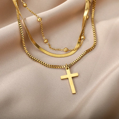 316L Stainless Steel Multilayer Heart Necklace For Women Girls Goth Gold Color Clavicle Chain Charm Choker Jewelry Birthday Gift