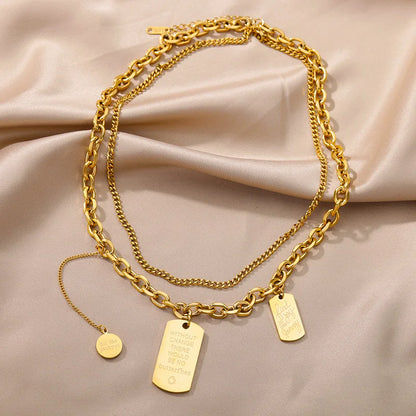 316L Stainless Steel Multilayer Heart Necklace For Women Girls Goth Gold Color Clavicle Chain Charm Choker Jewelry Birthday Gift