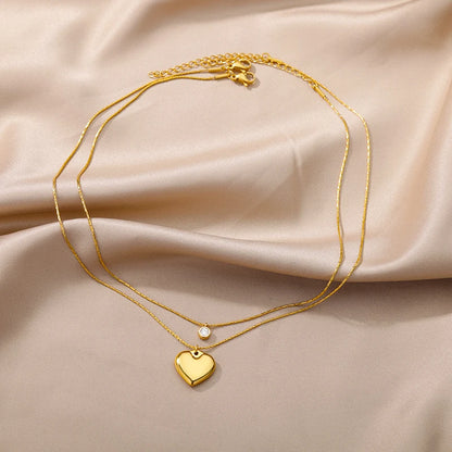 316L Stainless Steel Multilayer Heart Necklace For Women Girls Goth Gold Color Clavicle Chain Charm Choker Jewelry Birthday Gift