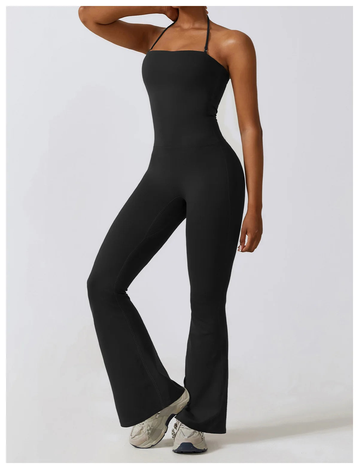 Ctenkevet Women Sleeveless Yoga Jumpsuit Female Gym Flared Overalls Neck-hanging Backless Sportswear Sport Outfit For Woman