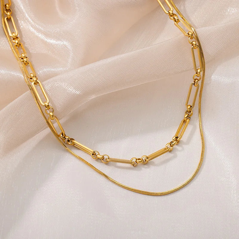 316L Stainless Steel Multilayer Heart Necklace For Women Girls Goth Gold Color Clavicle Chain Charm Choker Jewelry Birthday Gift