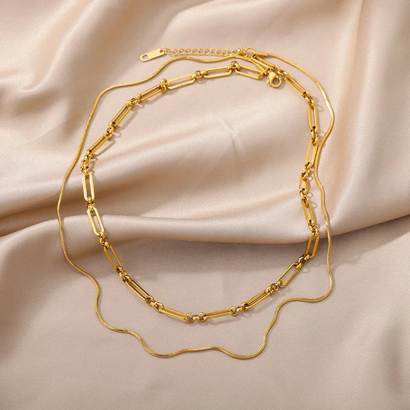 316L Stainless Steel Multilayer Heart Necklace For Women Girls Goth Gold Color Clavicle Chain Charm Choker Jewelry Birthday Gift